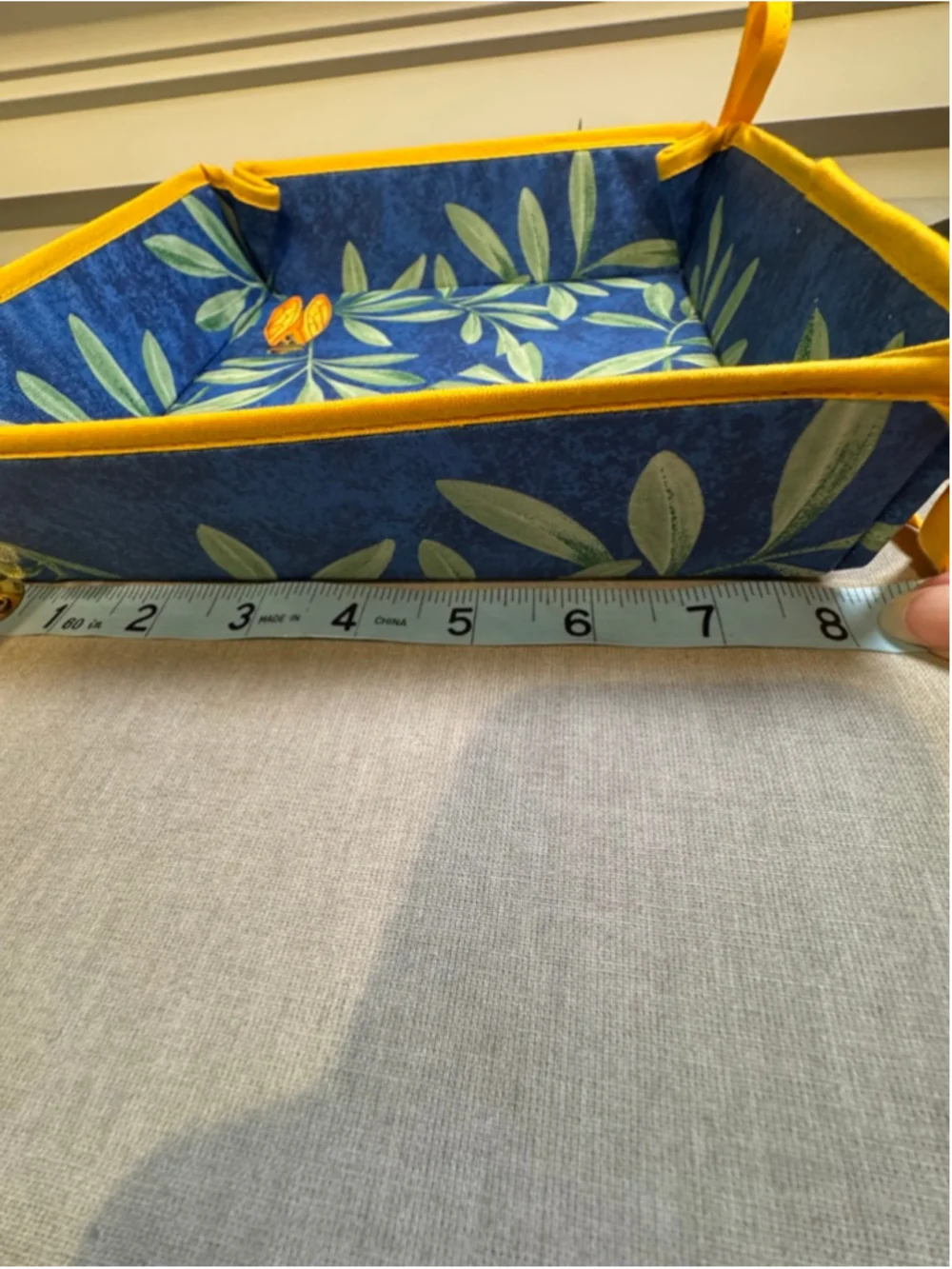 Unbranded Italian Table Bread & Casserole Basket. Blue Yellow Cicada Print